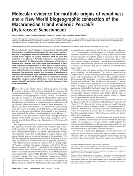 Molecular Evidence for Multiple Origins of Woodiness and a New World Biogeographic Connection of the Macaronesian Island Endemic Pericallis (Asteraceae: Senecioneae)