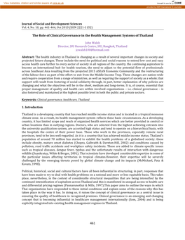 461 the Role of Clinical Governance in the Health Management Systems of Thailand