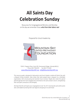 All Saints Day Celebration Sunday