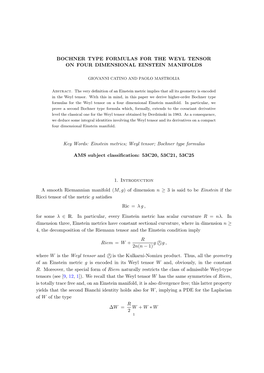 Weyl Tensor on Four Dimensional Einstein Manifolds