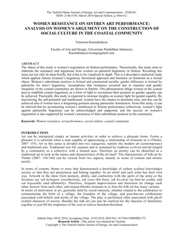 Women Resistance on Sintren Art Performance: Analysis on Women’S Argument on the Construction of Social Culture in the Coastal Community