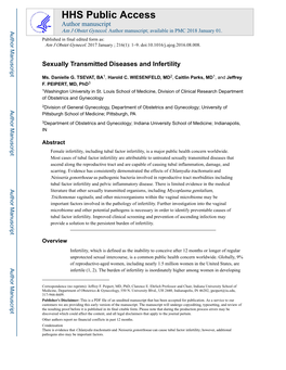 Sexually Transmitted Diseases and Infertility