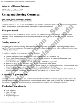 GH1119 Using and Storing Cornmeal | University of Missouri Extension