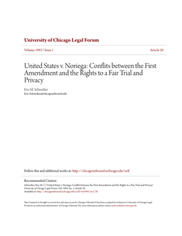 United States V. Noriega: Conflits Between the First Amendment and the Rights to a Fair Trial and Privacy Eric M