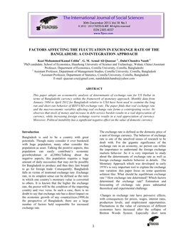 Factors Affecting the Fluctuation in Exchange Rate of the Bangladesh: a Co-Integration Approach