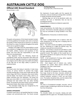 Download Australian Cattle Dog Breed Standard