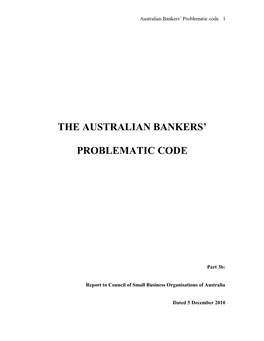 The Australian Bankers' Problematic Code