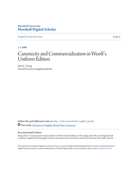 Canonicity and Commercialization in Woolf's Uniform Edition