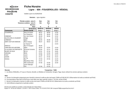 Fiche Horaire Ligne : 604 - FOUGEROLLES - VESOUL