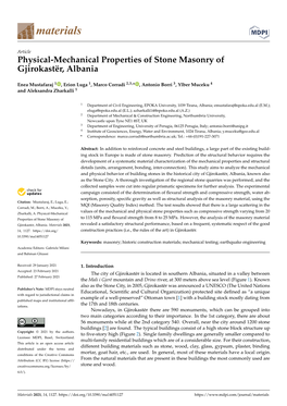 Physical-Mechanical Properties of Stone Masonry of Gjirokastër, Albania