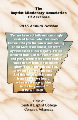 The Baptist Missionary Association of Arkansas 2015 Annual Session