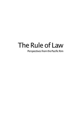 The Rule of Law Perspectives from the Pacific Rim