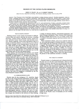 EROSION of the UNITED STATES SHORELINE a Variety of Reference