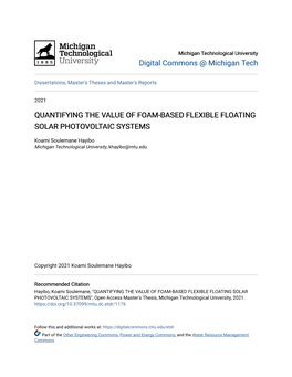 Quantifying the Value of Foam-Based Flexible Floating Solar Photovoltaic Systems