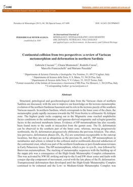 A Review of Variscan Metamorphism and Deformation in Northern Sardinia