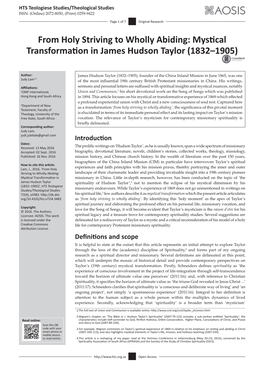 Mystical Transformation in James Hudson Taylor (1832–1905)