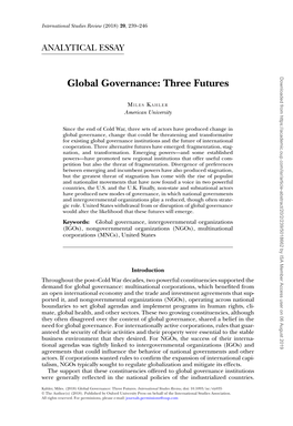 Global Governance: Three Futures