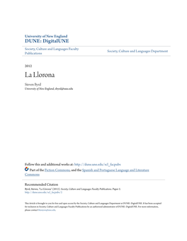 La Llorona Steven Byrd University of New England, Sbyrd@Une.Edu