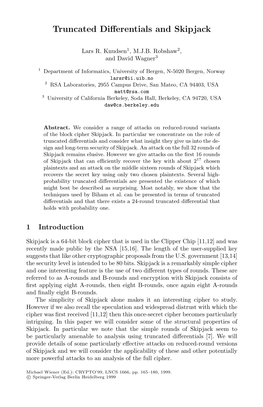 Truncated Differentials and Skipjack