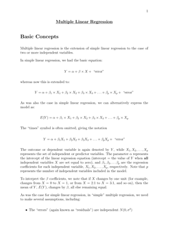 Linear Regression with Two Or More Variables: Basic Concepts