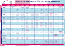 Competition Schedule – Lucerne 2021 Winter Universiade Version: 12.05.2021 Subject to Change