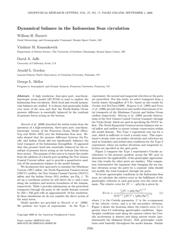 Dynamical Balance in the Indonesian Seas Circulation