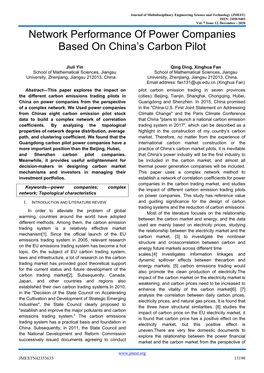 Network Performance of Power Companies Based on China's