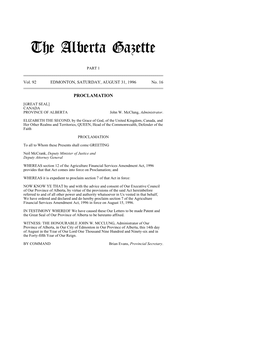 The Alberta Gazette, Part I, August 31, 1996