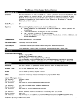 The Statue of Liberty As a National Symbol Lesson Overview