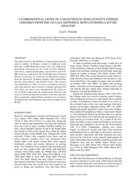 A Compositional Study of a Selection of Song Dynasty Chinese Ceramics from the Java Sea Shipwreck: Results from La-Icp-Ms Analysis