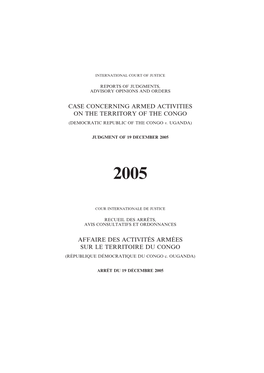 ARMED ACTIVITIES on the TERRITORY of the CONGO (DEMOCRATIC REPUBLIC of the CONGO V