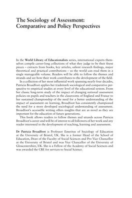 The Sociology of Assessment: Comparative and Policy Perspectives: the Selected Works of Patricia Broadfoot/Patricia Broadfoot