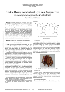 Caesalpinia Sappan Linn.) Extract Ploysai Ohama, Nattida Tumpat