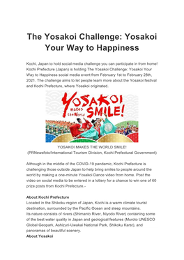 The Yosakoi Challenge: Yosakoi Your Way to Happiness