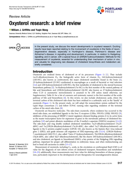 Oxysterol Research: a Brief Review