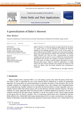 A Generalization of Baker's Theorem