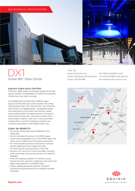 Dubai IBX® Data Center Dubai, UAE 500389 Servicedesk.Ae@Eu.Equinix.Com