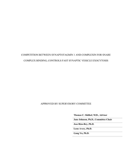 Competition Between Synaptotagmin 1 and Complexin for Snare