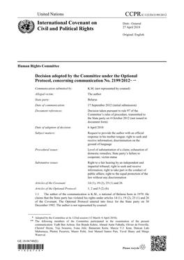 Page 1 GE.18-06748(E) Human Rights Committee Decision