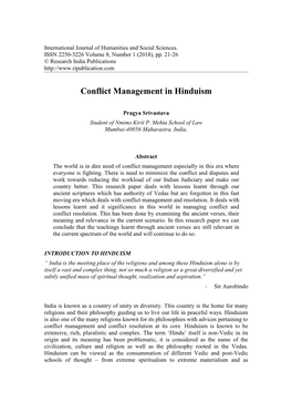 Conflict Management in Hinduism