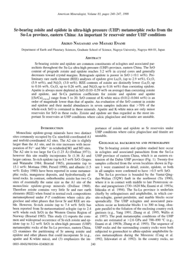 Sr-Bearing Zoisite and Epidote in Ultra-High Pressure