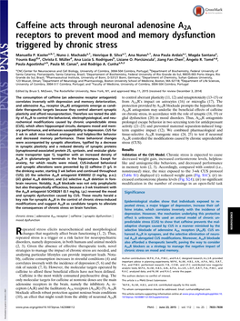 Caffeine Acts Through Neuronal Adenosine A2A Receptors to Prevent Mood and Memory Dysfunction Triggered by Chronic Stress