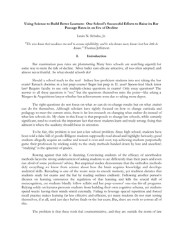 Using Science to Build Better Learners: One School's Successful Efforts to Raise Its Bar Passage Rates in an Era of Decline
