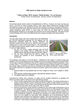 EMC Aspects of Voltage Changeover Areas 1,2J.B.M. Van Waes 2M.F.P. Janssen 2H.W.M. Smulders 1J.P. Van Oostveen Prorail, Utrec