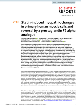 Statin-Induced Myopathic Changes in Primary Human Muscle Cells And