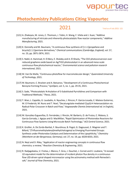 Photochemistry Publications Citing Vapourtec