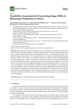 Feasibility Assessment of Converting Sugar Mills to Bioenergy Production in Africa