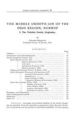 35 the Mi D D L E Ordovician of the Oslo Region, Norway