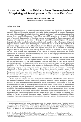 Evidence from Phonological and Morphological Development in Northern East Cree