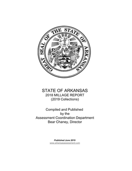 STATE of ARKANSAS 2018 MILLAGE REPORT (2019 Collections)